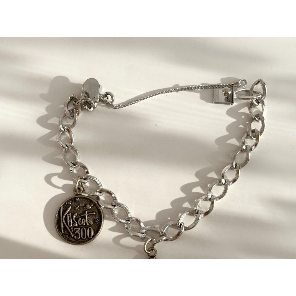 Koscot Designer Sterling Silver 925 Chainlink Multi Charmed Chunky Bracelet - 7" - Picture 11 of 14